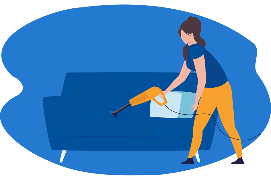 vacuuming a sofa